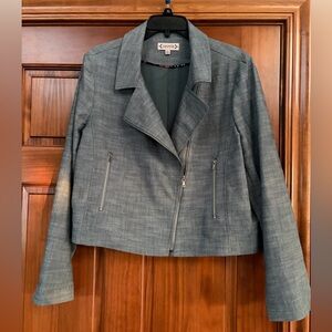 Like new - Nanette Lepore Navy crosshatch fabric moto blazer/Jacket